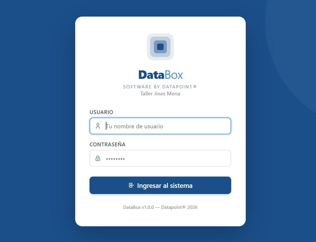 Pantalla de acceso a DataBox